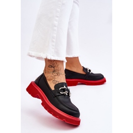 Mocasines De Piel Con Adorno GOE LL2N4040 Negro-Rojo 5