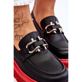 Mocasines De Piel Con Adorno GOE LL2N4040 Negro-Rojo 8