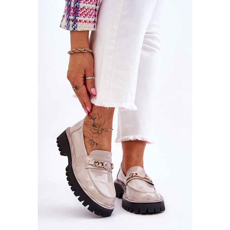 S.Barski Mocasín Lacado Plataforma Ronin Gris Claro 2