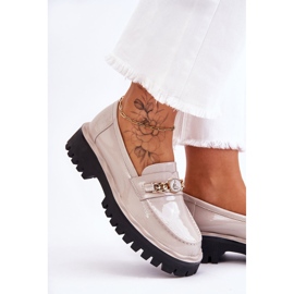S.Barski Mocasín Lacado Plataforma Ronin Gris Claro 4