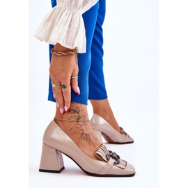 S.Barski Zapatos de Salón Mercy Beige Cómodos de Charol 5