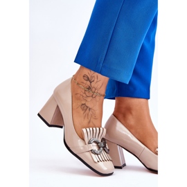 S.Barski Zapatos de Salón Mercy Beige Cómodos de Charol 4