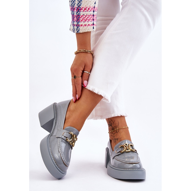 S.Barski Bombas De Moda Con Tacones Gruesos Imani Azul Claro 2