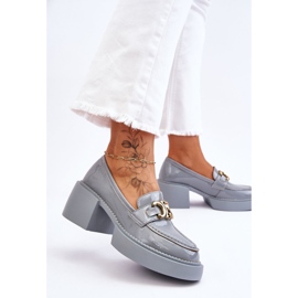 S.Barski Bombas De Moda Con Tacones Gruesos Imani Azul Claro 5