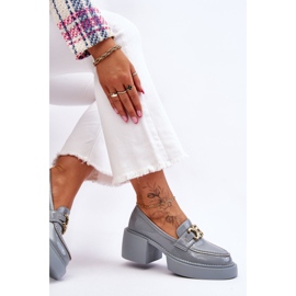 S.Barski Bombas De Moda Con Tacones Gruesos Imani Azul Claro 7