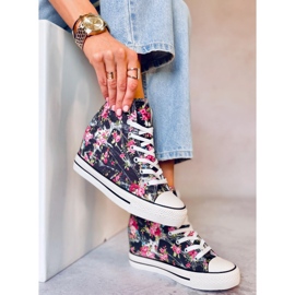 BM Paradis Black zapatillas altas con cuña floral negro 4