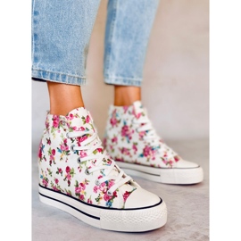 BM Paradis White zapatillas altas con cuña floral blanco 3