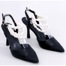 BM Zapatos de tacón abierto con perlas Harmony Black negro 2