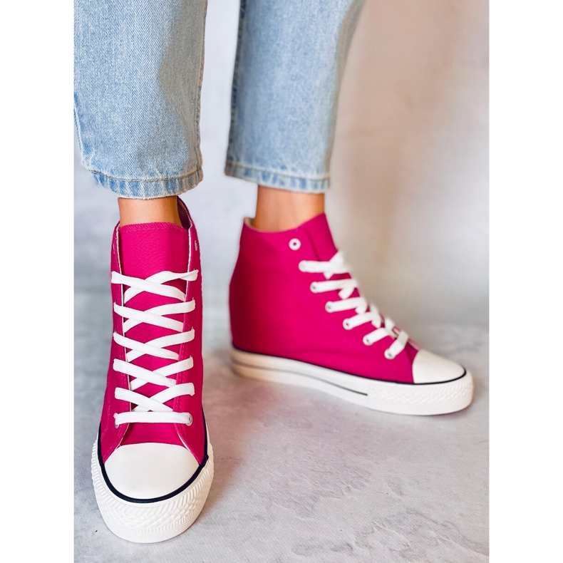 BM Corina zapatillas altas con cuña fucsia rosa 1