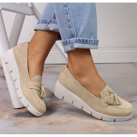 Filippo DP3162/23 mocasines cuña de piel con flecos beige 1 Filippo DP3162/23 mocasines cuña de piel con flecos beige 1