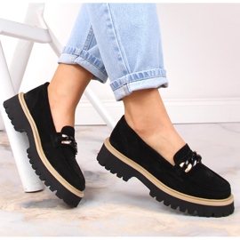 Mocasines de mujer en ante con cadena Filippo DP4589/23 negro 4