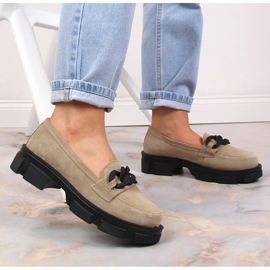Zapatos de piel ante con cadena beige Filippo DP3221/23 2