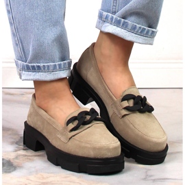 Zapatos de piel ante con cadena beige Filippo DP3221/23 3