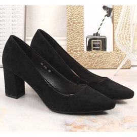 Zapatos de tacón de ante negro para mujer en el poste Sergio Leone PB414 2