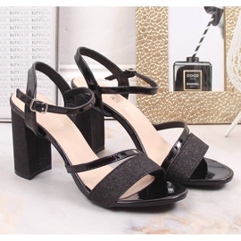 Sandalias mujer brocado negro en el poste Vinceza 2255 2
