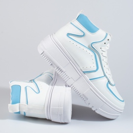Zapatillas deportivas de mujer Shelovet blancas y azules. blanco 4