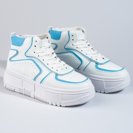 Zapatillas deportivas de mujer Shelovet blancas y azules. blanco 1