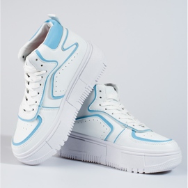 Zapatillas deportivas de mujer Shelovet blancas y azules. blanco 2