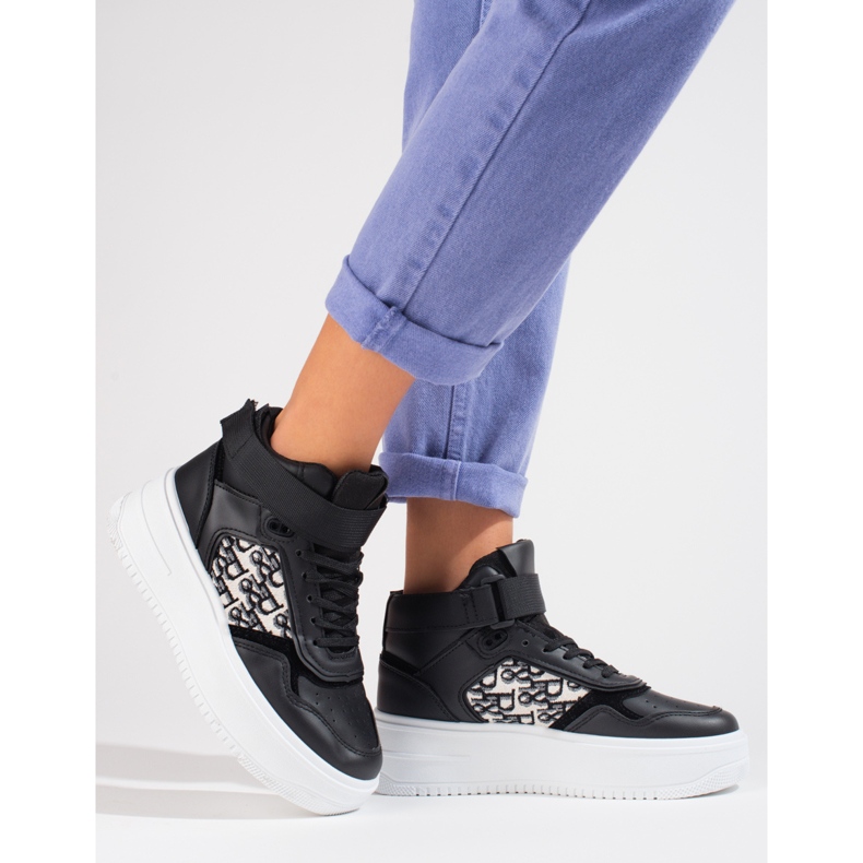Sneakers de mujer Shelovet plataforma alta negro 1