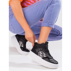 Sneakers de mujer Shelovet plataforma alta negro 3