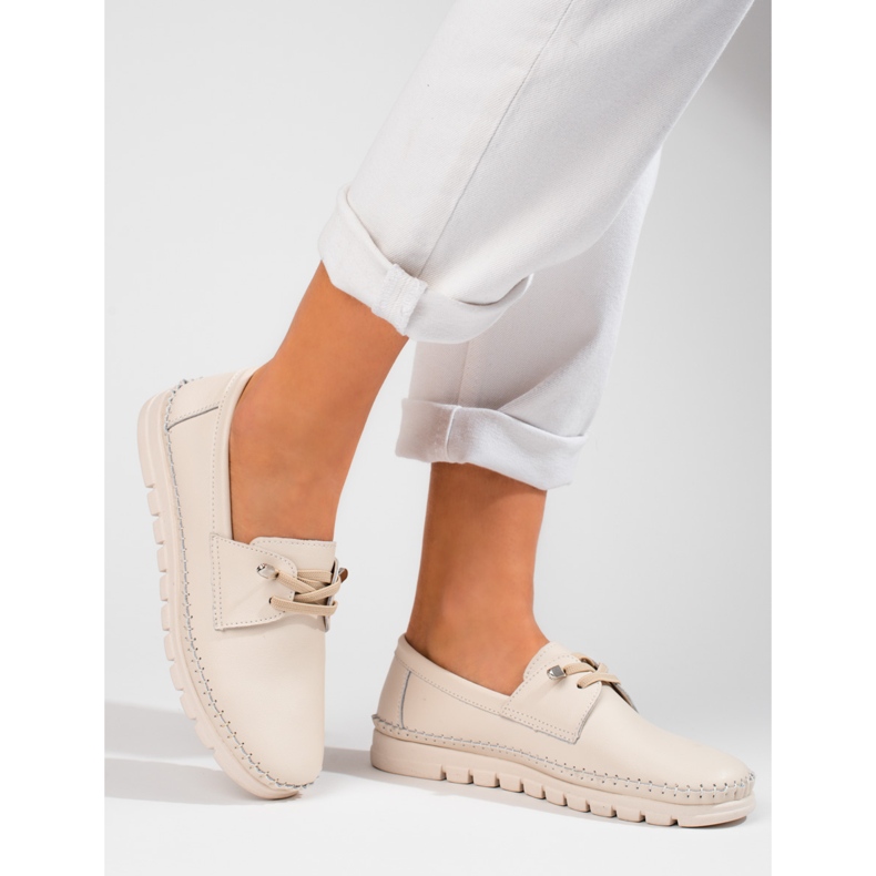 Zapatos vinceza piel beige 1