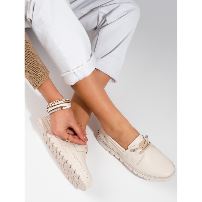 Zapatos vinceza piel beige 2