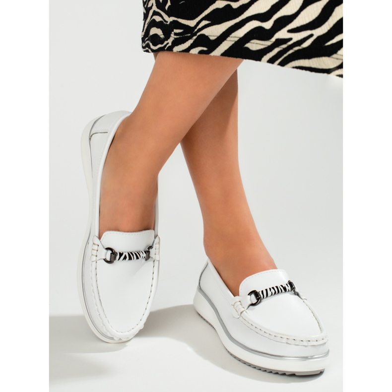 Mocasines mujer piel clasicos Vinceza blanco 2