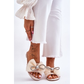 PS1 Pantuflas De Mujer Con Lazo Y Pedrería Beige Jolene 1