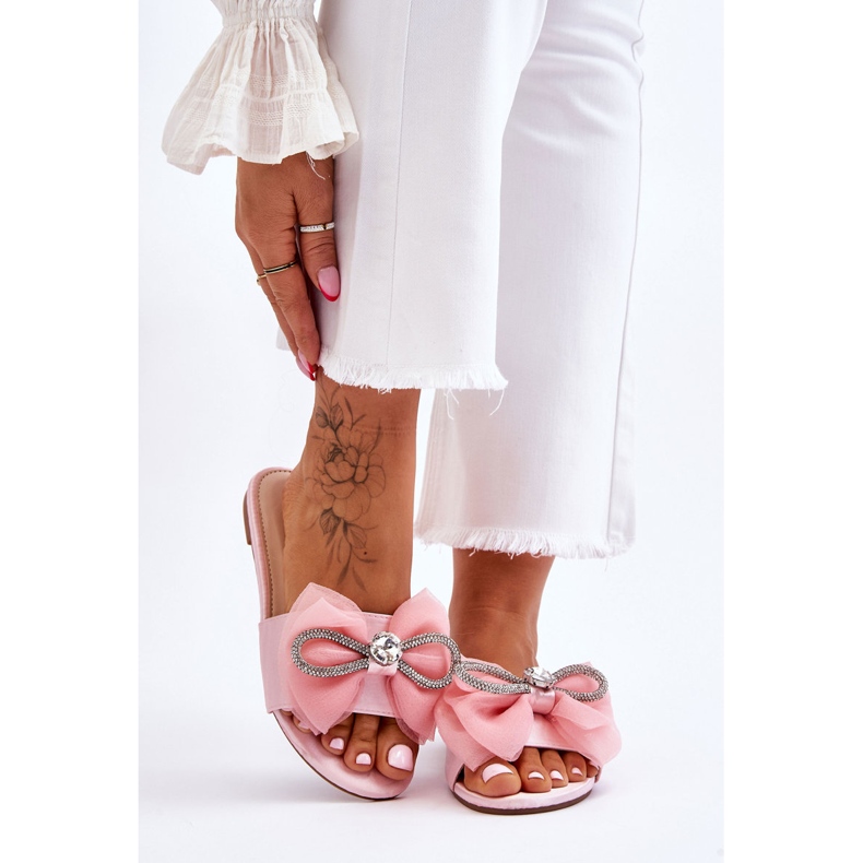 PS1 Pantuflas De Mujer Con Lazo Y Strass Rosa Jolene rosado 1