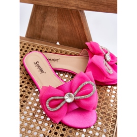 PS1 Pantuflas De Mujer Con Lazo Y Strass Fucsia Jolene rosado 8