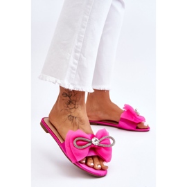 PS1 Pantuflas De Mujer Con Lazo Y Strass Fucsia Jolene rosado 3