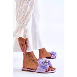 Pantuflas De Mujer Con Lazo Y Strass Morado Jolene violeta 3
