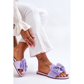 Pantuflas De Mujer Con Lazo Y Strass Morado Jolene violeta 5