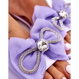 Pantuflas De Mujer Con Lazo Y Strass Morado Jolene violeta 7