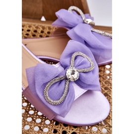 Pantuflas De Mujer Con Lazo Y Strass Morado Jolene violeta 9