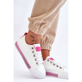 Zapatillas bajas de mujer con chorros Demira en blanco y rosa 4