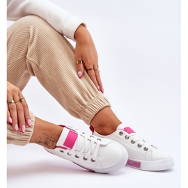 Zapatillas bajas de mujer con chorros Demira en blanco y rosa 7