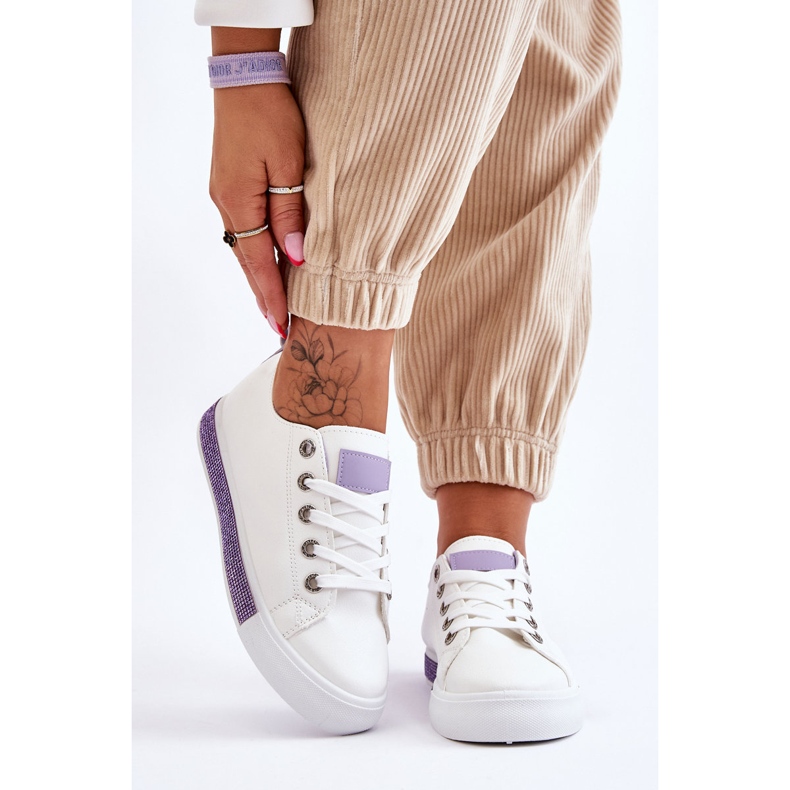Zapatillas Bajas De Mujer Con Jets Blanco-Morado Demira 2
