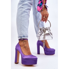 Bombas de moda en un pilar alto morado violeta 2 Bombas de moda en un pilar alto morado violeta 2