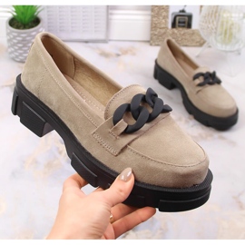 Zapatos de piel ante con cadena beige Filippo DP3221/23 4