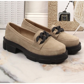 Zapatos de piel ante con cadena beige Filippo DP3221/23 5