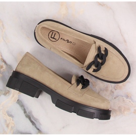 Zapatos de piel ante con cadena beige Filippo DP3221/23 6
