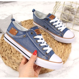 Tenis American Club 28/22 de mezclilla con cordones marrón azul 1