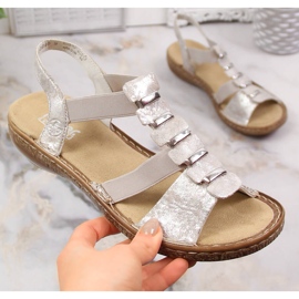 Cómodas sandalias de mujer sin cordones Rieker 62850-90 beige 13