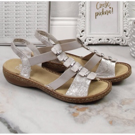 Cómodas sandalias de mujer sin cordones Rieker 62850-90 beige 14