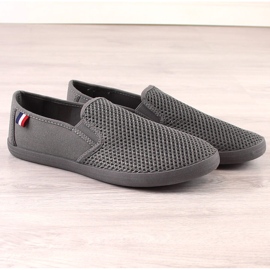 Zapatillas slip-on de hombre caladas, gris News 3636 2