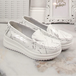 Mocasines de mujer en piel con plataforma blanco Artiker 50C1886 2