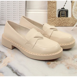 Mocasines Potocki SZ12002 con tacones altos y plataforma beige 3