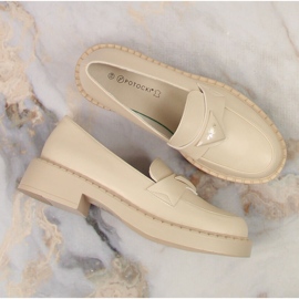 Mocasines Potocki SZ12002 con tacones altos y plataforma beige 4