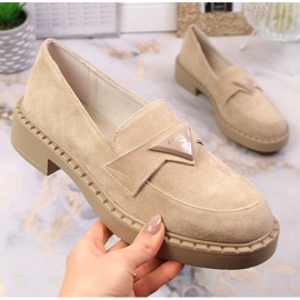 Potocki SZ12003 mocasines de ante con tacón y plataforma beige 1